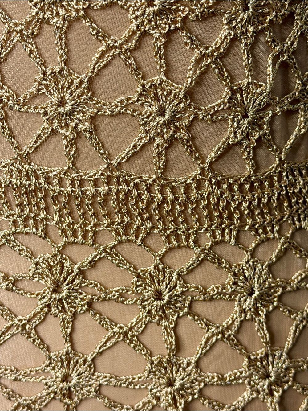 Gold Crochet Floral Knit Tank Dress - Picture 2 of 10
